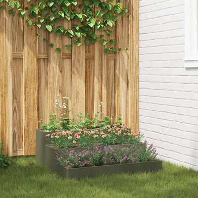 vidaXL Gartenpflanzgefäß 3-stufig Olive Stahl vidaXL Gartenpflanzgefäß 3-stufig Olive Stahl