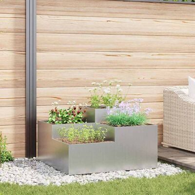 vidaXL Gartenpflanzgefäß - Verzinkter Stahl - 80 x 80 x 48 cm vidaXL Gartenpflanzgefäß - Verzinkter Stahl - 80 x 80 x 48 cm