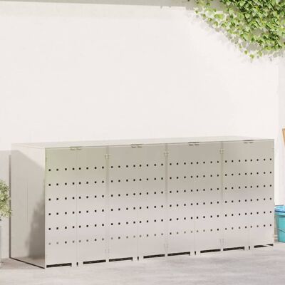 vidaXL Wagenmüllbehälter für 4 Behälter Edelstahl Silber vidaXL Wagenmüllbehälter für 4 Behälter Edelstahl Silber