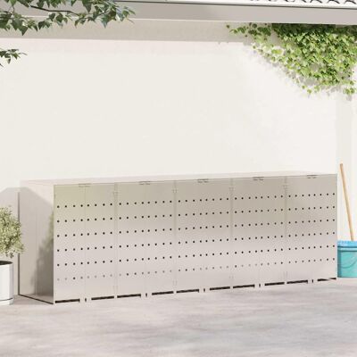 vidaXL Wagenmüllbehälter für 5 Behälter Edelstahl Silber vidaXL Wagenmüllbehälter für 5 Behälter Edelstahl Silber
