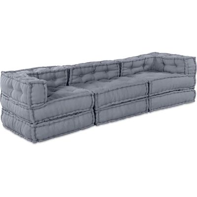 vidaXL - Pouffe set - Grau - Baumwolle - Pouffe set vidaXL - Pouffe set - Grau - Baumwolle - Pouffe set