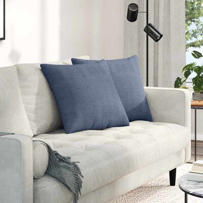 vidaXL Sofakissen 2 pcs Blau 50 x 50 cm Cordstoff vidaXL Sofakissen 2 pcs Blau 50 x 50 cm Cordstoff