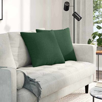 vidaXL Sofakissen 2 pcs Dunkelgrün 50 x 50 cm Cordstoff vidaXL Sofakissen 2 pcs Dunkelgrün 50 x 50 cm Cordstoff
