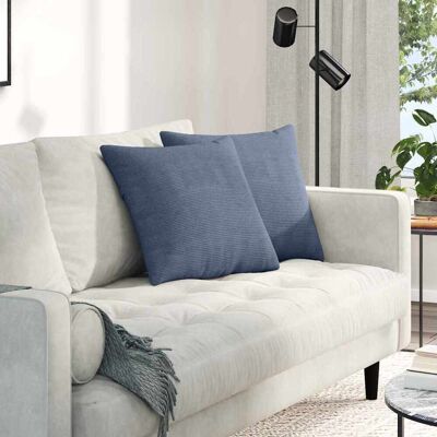 vidaXL Sofakissen 2 pcs Blau 45 x 45 cm Cordstoff vidaXL Sofakissen 2 pcs Blau 45 x 45 cm Cordstoff