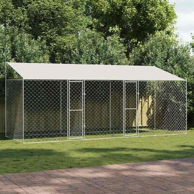 vidaXL Hundekäfig mit Dach Silber 600 x 200 x 256 cm Stahl und PE vidaXL Hundekäfig mit Dach Silber 600 x 200 x 256 cm Stahl und PE