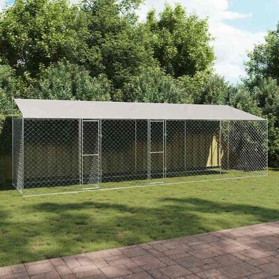 vidaXL Hundekäfig mit Dach Silber 800 x 200 x 256 cm Stahl und PE vidaXL Hundekäfig mit Dach Silber 800 x 200 x 256 cm Stahl und PE