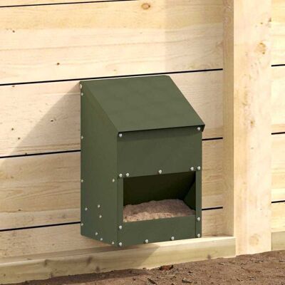 vidaXL Hühnerfütterer Olive Grün 21 x 16 x 33 cm Kaltgewalzter Stahl vidaXL Hühnerfütterer Olive Grün 21 x 16 x 33 cm Kaltgewalzter Stahl