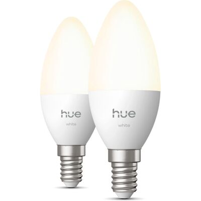 Philips Hue White Kerzenlampe E14 - 470lm - 2er-Set - Weiß Philips Hue White Kerzenlampe E14 - 470lm - 2er-Set - Weiß