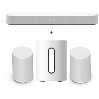 Sonos Heimkino Set - mit Beam Gen. 2, 2 Era 100 SL + Sub Mini - Weiß Sonos Heimkino Set - mit Beam Gen. 2, 2 Era 100 SL + Sub Mini - Weiß