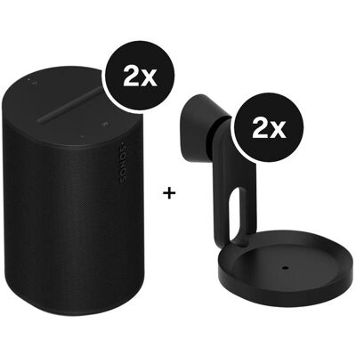 Sonos Stereo Set - mit 2 Era 100 und Wandhalterung Paar - Schwarz Sonos Stereo Set - mit 2 Era 100 und Wandhalterung Paar - Schwarz