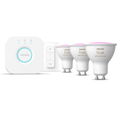 Philips Hue White & Color Ambiance GU10 400lm Starter-Set + Dimmschalter - Weiß Philips Hue White & Color Ambiance GU10 400lm Starter-Set + Dimmschalter - Weiß
