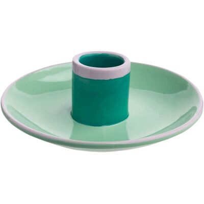 tranquillo Kerzenhalter 'GREEN CANDY'; 10.5x3.2 cm (ØxH); grün/weiß; rund tranquillo Kerzenhalter 'GREEN CANDY'; 10.5x3.2 cm (ØxH); grün/weiß; rund
