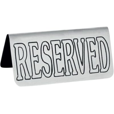 METAFICH Set aus 6 Tischstaffeleien „RESERVED“ aus rostfreiem Stahl.; 10x5 cm (BxH); silber; 6 Stück / Pack METAFICH Set aus 6 Tischstaffeleien „RESERVED“ aus rostfreiem Stahl.; 10x5 cm (BxH); silber; 6 Stück / Pack