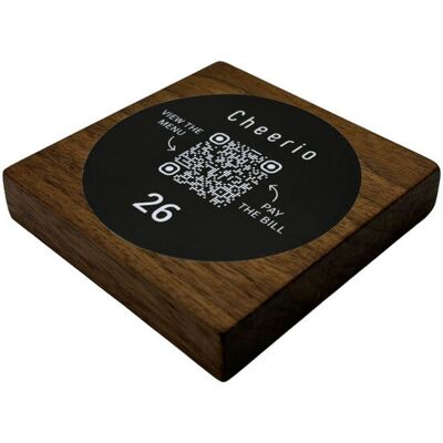 PRODUCTMATE Tischaufsteller liegend gerade mit QR-Code Aufkleber matt; 11x11 cm (BxH); nussbaum; 25 Stück / Pack PRODUCTMATE Tischaufsteller liegend gerade mit QR-Code Aufkleber matt; 11x11 cm (BxH); nussbaum; 25 Stück / Pack