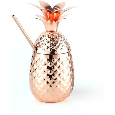 Stalgast Cocktailbecher Ananas mit Deckel und Strohhalm, Edelstahl, kupferfarben 0,475 Liter; 9.6x20.5 cm (ØxH); kupfer Stalgast Cocktailbecher Ananas mit Deckel und Strohhalm, Edelstahl, kupferfarben 0,475 Liter; 9.6x20.5 cm (ØxH); kupfer