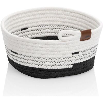 kela Korb Hedda Baumwolle/Polyester Mischung weiß-schwarz 17,0cm 18,0cmØ; 25x25x12 cm (LxBxH); mehrfarbig; rund kela Korb Hedda Baumwolle/Polyester Mischung weiß-schwarz 17,0cm 18,0cmØ; 25x25x12 cm (LxBxH); mehrfarbig; rund