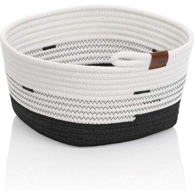 kela Korb Hedda Baumwolle/Polyester Mischung weiß-schwarz 17,0cm 18,0cmØ; 28x28x15 cm (LxBxH); mehrfarbig; rund kela Korb Hedda Baumwolle/Polyester Mischung weiß-schwarz 17,0cm 18,0cmØ; 28x28x15 cm (LxBxH); mehrfarbig; rund
