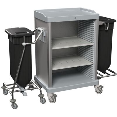 QUATRO Praktischer Stubenmädchenwagen mit separatem Wäschesammler V7 Grau; 153x110 cm (BxH); grau QUATRO Praktischer Stubenmädchenwagen mit separatem Wäschesammler V7 Grau; 153x110 cm (BxH); grau