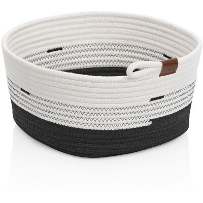 kela Korb Hedda Baumwolle/Polyester Mischung weiß-schwarz 17,0cm 18,0cmØ; 32x30x17 cm (LxBxH); mehrfarbig; rund kela Korb Hedda Baumwolle/Polyester Mischung weiß-schwarz 17,0cm 18,0cmØ; 32x30x17 cm (LxBxH); mehrfarbig; rund