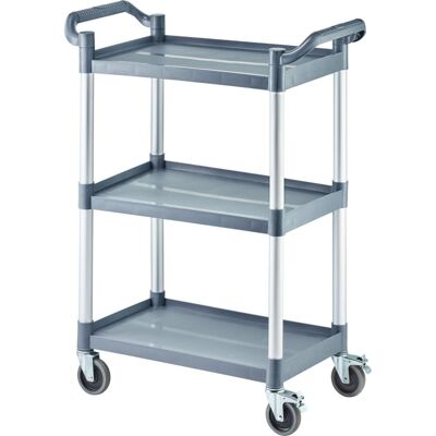 Stalgast Servierwagen aus Kunststoff, mit drei Borden, 860 x 425 x 910 mm (BxTxH); 43x80x96 cm (BxTxH); silber/grau Stalgast Servierwagen aus Kunststoff, mit drei Borden, 860 x 425 x 910 mm (BxTxH); 43x80x96 cm (BxTxH); silber/grau