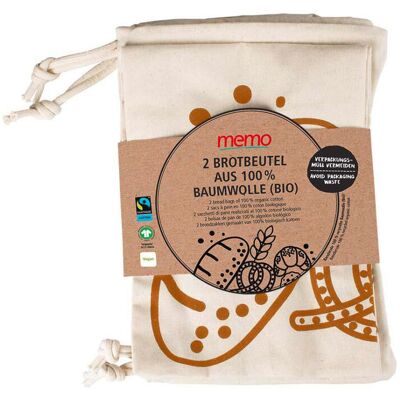 memo 2er-Pack memo Bio-Brotbeutel 35 x 40 cm; 35 cm (B); natur; 2 Stück / Pack memo 2er-Pack memo Bio-Brotbeutel 35 x 40 cm; 35 cm (B); natur; 2 Stück / Pack