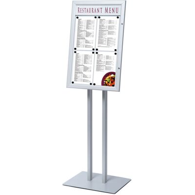 Foya Speisekartenkasten freistehend LED; 50.5x40x163 cm (BxTxH); silber Foya Speisekartenkasten freistehend LED; 50.5x40x163 cm (BxTxH); silber