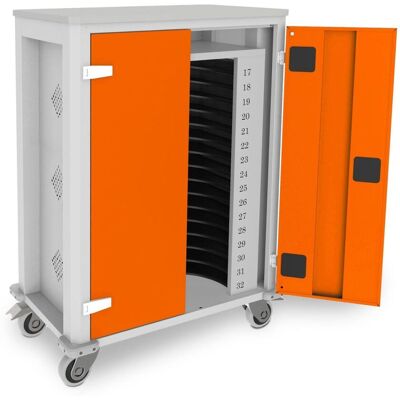 rotstahl Tabletwagen Power für 32 Tablets mit lichtgrauem Korpus; 73x44x105 cm (BxTxH); orange rotstahl Tabletwagen Power für 32 Tablets mit lichtgrauem Korpus; 73x44x105 cm (BxTxH); orange