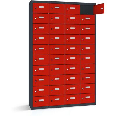 rotstahl Wertfachschrank 40 Fächer mit anthrazitgrauem Korpus; 115x50x180 cm (BxTxH); rot rotstahl Wertfachschrank 40 Fächer mit anthrazitgrauem Korpus; 115x50x180 cm (BxTxH); rot