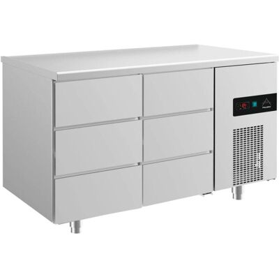 A&S Polarny Kühltisch -2 bis +8°C 1400x700x850mm mit 2x drei Schubladen; 140x85x70 cm (BxHxT); silber A&S Polarny Kühltisch -2 bis +8°C 1400x700x850mm mit 2x drei Schubladen; 140x85x70 cm (BxHxT); silber