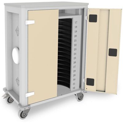 rotstahl Tabletwagen Power für 32 Tablets mit lichtgrauem Korpus + Access Point; 73x44x105 cm (BxTxH); elfenbein rotstahl Tabletwagen Power für 32 Tablets mit lichtgrauem Korpus + Access Point; 73x44x105 cm (BxTxH); elfenbein