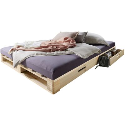 Infantil Infantil Palettenbett mit zwei Schubkästen 140 x 200 cm, Kiefer unbehandelt; 140x200x14 cm (BxLxH); natur Infantil Infantil Palettenbett mit zwei Schubkästen 140 x 200 cm, Kiefer unbehandelt; 140x200x14 cm (BxLxH); natur