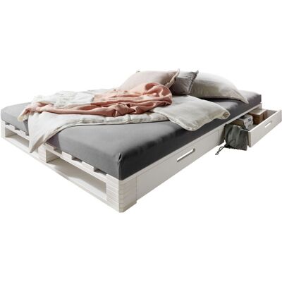 Infantil Infantil Palettenbett mit zwei Schubkästen 140 x 200 cm, Kiefer weiß; 140x200x14 cm (BxLxH); natur Infantil Infantil Palettenbett mit zwei Schubkästen 140 x 200 cm, Kiefer weiß; 140x200x14 cm (BxLxH); natur