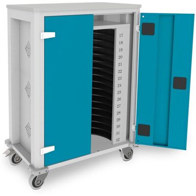 rotstahl Tabletwagen Power für 32 Tablets mit lichtgrauem Korpus; 73x44x105 cm (BxTxH); blau rotstahl Tabletwagen Power für 32 Tablets mit lichtgrauem Korpus; 73x44x105 cm (BxTxH); blau