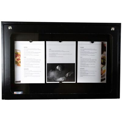 METAFICH Speisekartenhalter Restaurant Wandmontage 3 Seiten; 81x6.5x53 cm (BxTxH); schwarz METAFICH Speisekartenhalter Restaurant Wandmontage 3 Seiten; 81x6.5x53 cm (BxTxH); schwarz