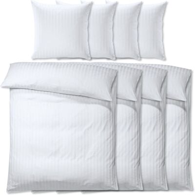 PULSIVA Bettwäsche-Set - Streifen Baumwolle, 20mm, 155x220cm & 80x80cm PULSIVA Bettwäsche-Set - Streifen Baumwolle, 20mm, 155x220cm & 80x80cm