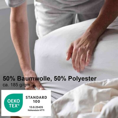 bertsch Hotelwäsche Jersey-Spannbettlaken ca. 90-100/200 cm, ca. 185g/qm, weiß, 50%Baumwolle/50%Polyester; 90x200 cm (BxL); weiß bertsch Hotelwäsche Jersey-Spannbettlaken ca. 90-100/200 cm, ca. 185g/qm, weiß, 50%Baumwolle/50%Polyester; 90x200 cm (BxL); weiß