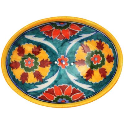 tranquillo Seifenschale 'BLUE POTTERY' bunt, aus Keramik, oval; 13x2x9 cm (BxHxT); rot/gelb/grün/orange; oval tranquillo Seifenschale 'BLUE POTTERY' bunt, aus Keramik, oval; 13x2x9 cm (BxHxT); rot/gelb/grün/orange; oval