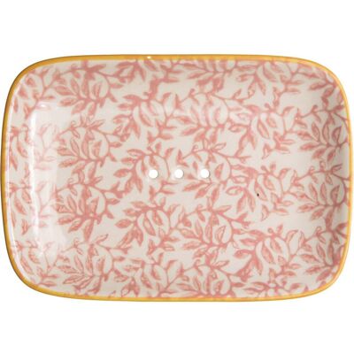 tranquillo Seifenschale 'FLORAL' weiß/rot, aus Steinzeug, rechteckig; 13.5x2x9.5 cm (BxHxT); weiß/rot; rechteckig tranquillo Seifenschale 'FLORAL' weiß/rot, aus Steinzeug, rechteckig; 13.5x2x9.5 cm (BxHxT); weiß/rot; rechteckig