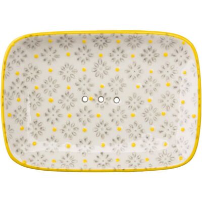 tranquillo Seifenschale 'TRADITIONAL' aus Steingut; 13.5x2x9.5 cm (BxHxT); weiß/gelb; rechteckig tranquillo Seifenschale 'TRADITIONAL' aus Steingut; 13.5x2x9.5 cm (BxHxT); weiß/gelb; rechteckig