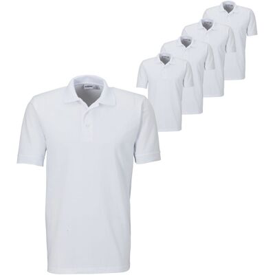 PULSIVA Vorteilspack Herren Polo-Shirt Sunny Halbarm; Kleidergröße XL; weiß; 5 Stück / Pack PULSIVA Vorteilspack Herren Polo-Shirt Sunny Halbarm; Kleidergröße XL; weiß; 5 Stück / Pack