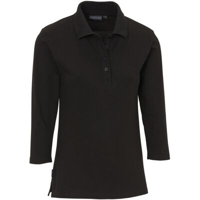 JOBELINE Damen-Polo Cato dreiviertelarm; Kleidergröße 2XL; schwarz JOBELINE Damen-Polo Cato dreiviertelarm; Kleidergröße 2XL; schwarz