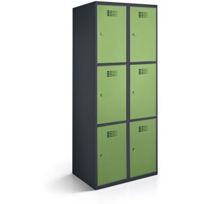 rotstahl Fächerschrank 6 Fächer mit anthrazitgrauem Korpus; 80x50x180 cm (BxTxH); hellgrün rotstahl Fächerschrank 6 Fächer mit anthrazitgrauem Korpus; 80x50x180 cm (BxTxH); hellgrün