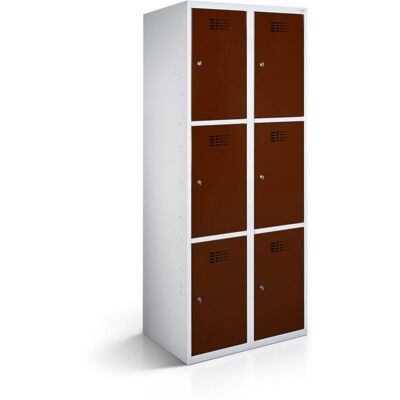 rotstahl Fächerschrank 6 Fächer mit lichtgrauem Korpus; 80x50x180 cm (BxTxH); mahagoni rotstahl Fächerschrank 6 Fächer mit lichtgrauem Korpus; 80x50x180 cm (BxTxH); mahagoni