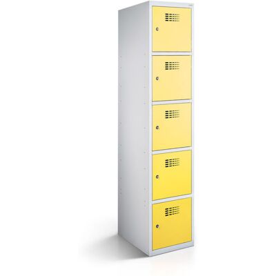 rotstahl Fächerschrank 5 Fächer mit lichtgrauem Korpus; 30x50x180 cm (BxTxH); gelb rotstahl Fächerschrank 5 Fächer mit lichtgrauem Korpus; 30x50x180 cm (BxTxH); gelb