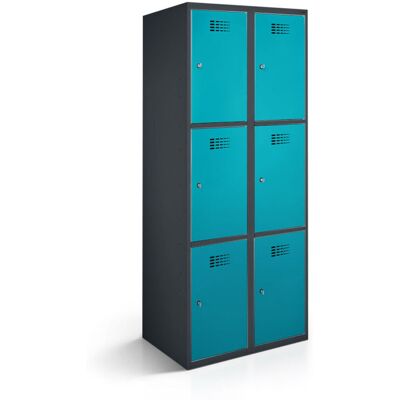 rotstahl Fächerschrank 6 Fächer mit anthrazitgrauem Korpus; 80x50x180 cm (BxTxH); türkis rotstahl Fächerschrank 6 Fächer mit anthrazitgrauem Korpus; 80x50x180 cm (BxTxH); türkis