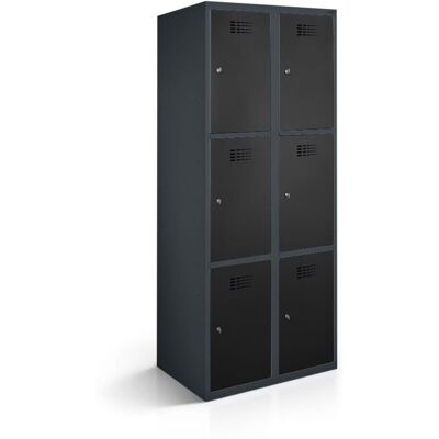 rotstahl Fächerschrank 6 Fächer mit anthrazitgrauem Korpus; 60x50x180 cm (BxTxH); schwarz rotstahl Fächerschrank 6 Fächer mit anthrazitgrauem Korpus; 60x50x180 cm (BxTxH); schwarz