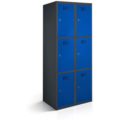 rotstahl Fächerschrank 6 Fächer mit anthrazitgrauem Korpus; 80x50x180 cm (BxTxH); dunkelblau rotstahl Fächerschrank 6 Fächer mit anthrazitgrauem Korpus; 80x50x180 cm (BxTxH); dunkelblau