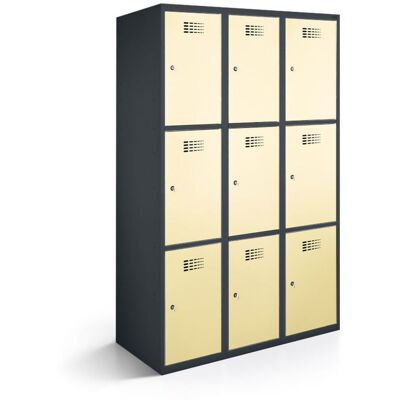rotstahl Fächerschrank 9 Fächer mit anthrazitgrauem Korpus; 120x50x180 cm (BxTxH); elfenbein rotstahl Fächerschrank 9 Fächer mit anthrazitgrauem Korpus; 120x50x180 cm (BxTxH); elfenbein
