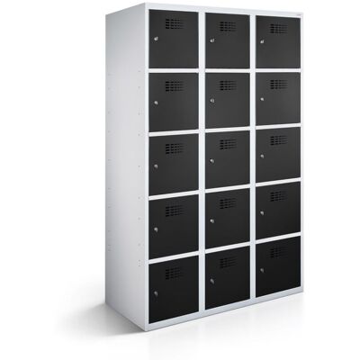 rotstahl Fächerschrank 15 Fächer mit lichtgrauem Korpus; 120x50x180 cm (BxTxH); schwarz rotstahl Fächerschrank 15 Fächer mit lichtgrauem Korpus; 120x50x180 cm (BxTxH); schwarz