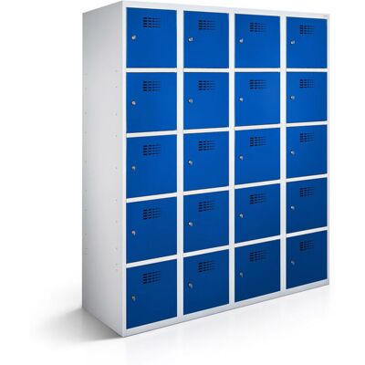 rotstahl Fächerschrank 20 Fächer mit lichtgrauem Korpus; 120x50x180 cm (BxTxH); dunkelblau rotstahl Fächerschrank 20 Fächer mit lichtgrauem Korpus; 120x50x180 cm (BxTxH); dunkelblau